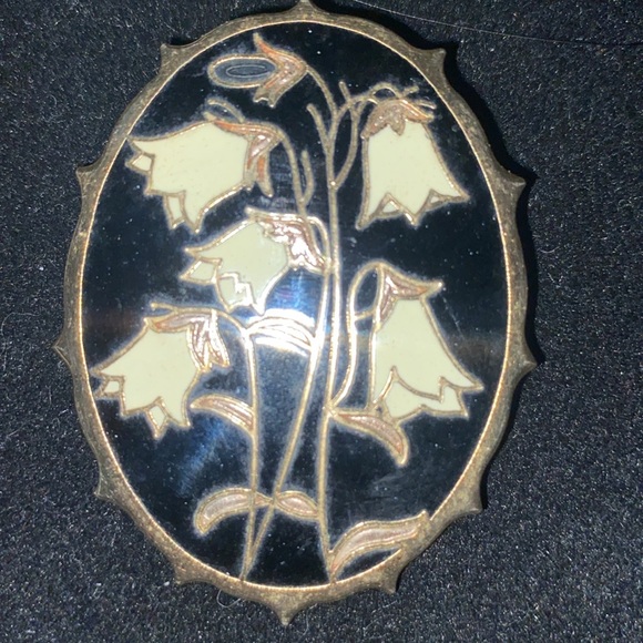 Vintage Signed Fish and Crown Cloisonne Brooch - Picture 2 of 3